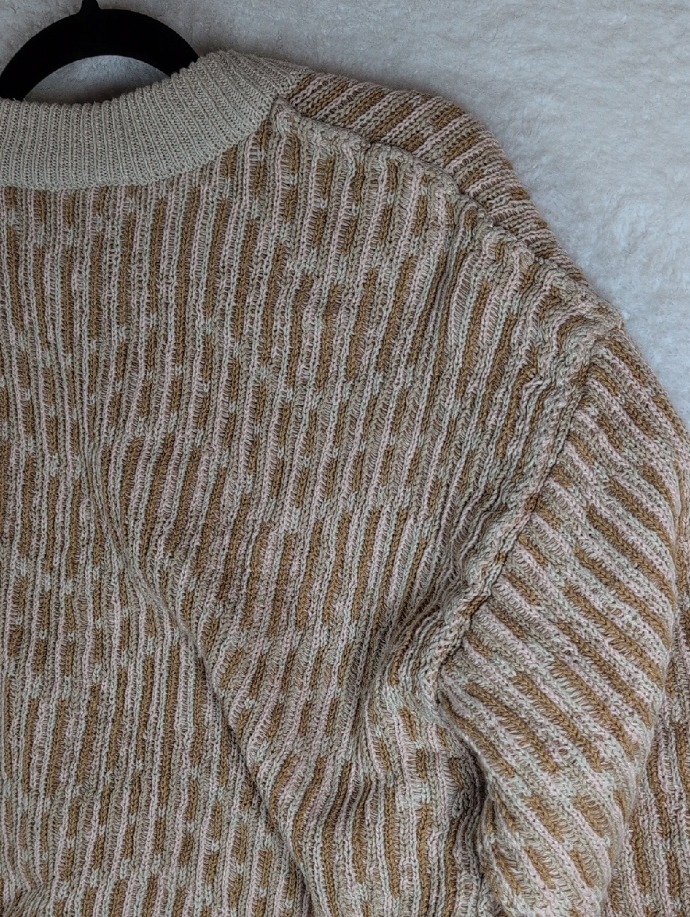 Free People Cream & Tan Textured Knit Oversize Sweater‎ - Picture 7 of 8